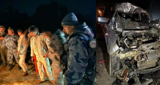 सवारी दुर्घटनामा नापी कार्यालय मलंगवाका प्रमुख मानन्धर सहित ११ जना घाईते ।